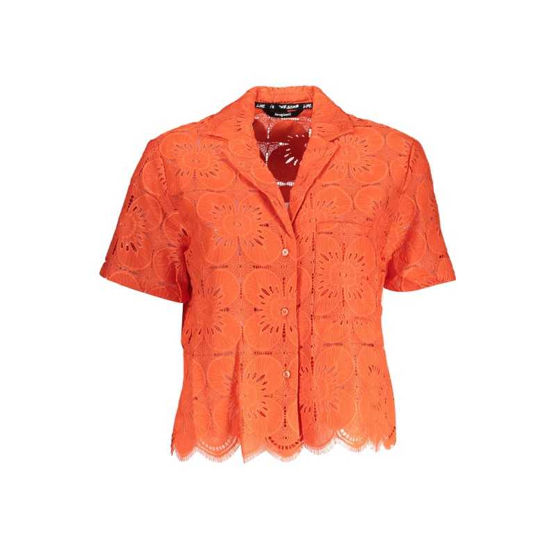 DESIGUAL ORANGE WOMEN'S SHORT SLEEVED SHIRT