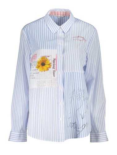 DESIGUAL CAMICIA MANICHE LUNGHE DONNA AZZURRO