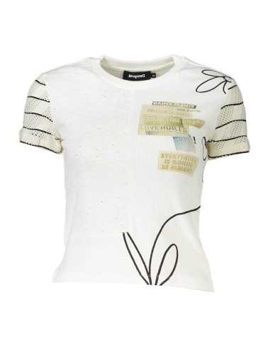 DESIGUAL T-SHIRT MANICHE CORTE DONNA BIANCO