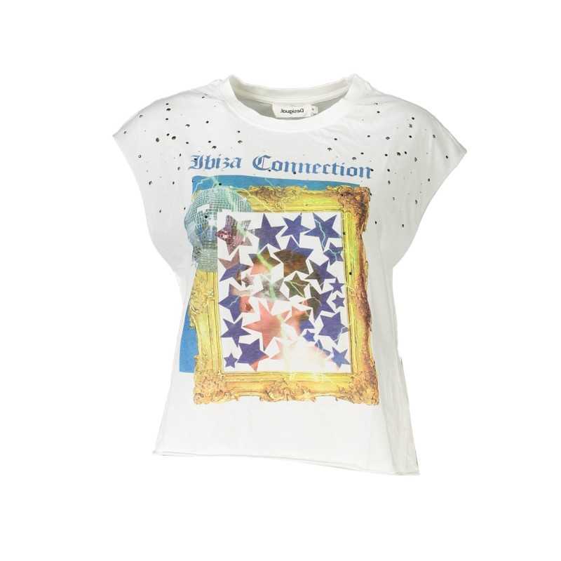 DESIGUAL WHITE WOMAN SLEEVELESS T-SHIRT