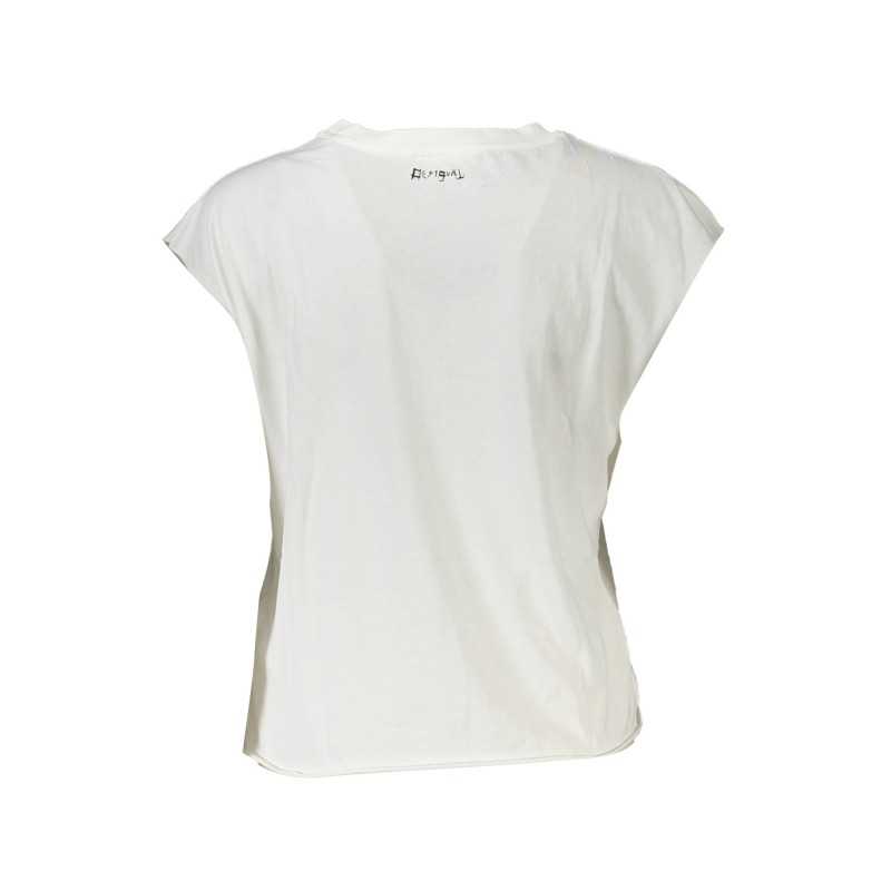 DESIGUAL WHITE WOMAN SLEEVELESS T-SHIRT