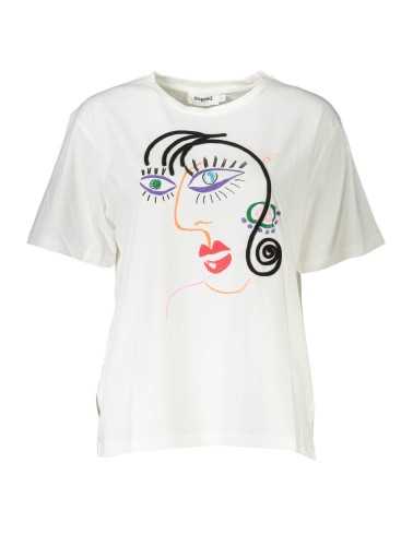 DESIGUAL T-SHIRT MANICHE CORTE DONNA BIANCO