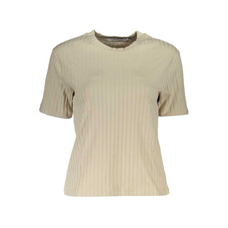 CALVIN KLEIN T-SHIRT MANICHE CORTE DONNA BEIGE