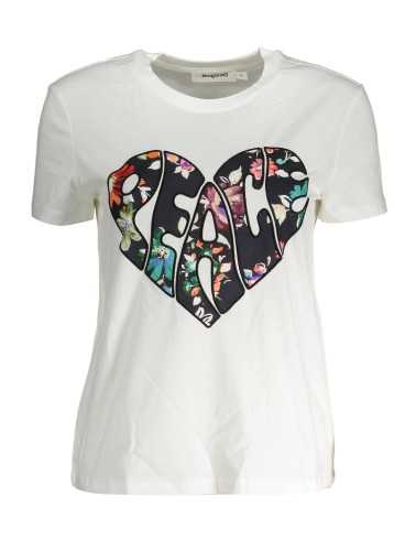 DESIGUAL T-SHIRT MANICHE CORTE DONNA BIANCO