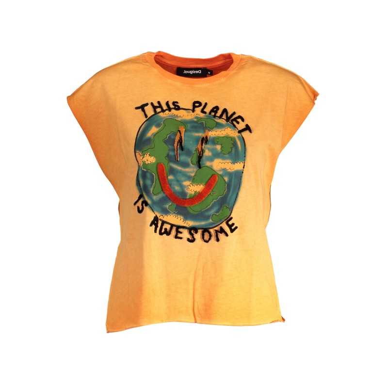 DESIGUAL ORANGE WOMAN SHORT SLEEVE T-SHIRT