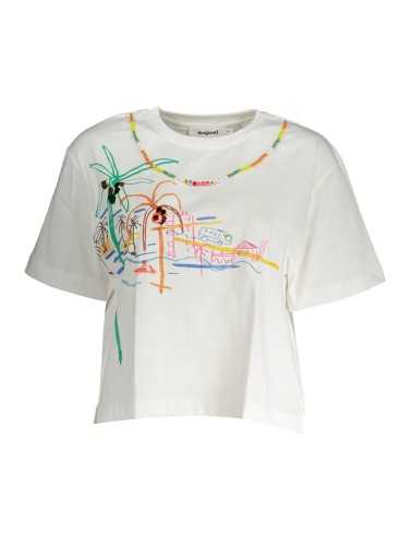 DESIGUAL T-SHIRT MANICHE CORTE DONNA BIANCO