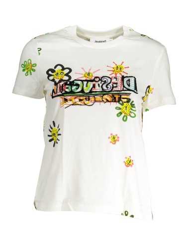 DESIGUAL T-SHIRT MANICHE CORTE DONNA BIANCO