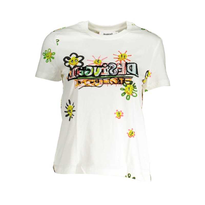 DESIGUAL T-SHIRT MANICHE CORTE DONNA BIANCO