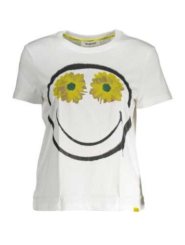 DESIGUAL T-SHIRT MANICHE CORTE DONNA BIANCO