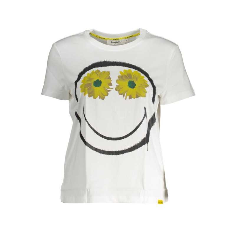 DESIGUAL T-SHIRT MANICHE CORTE DONNA BIANCO