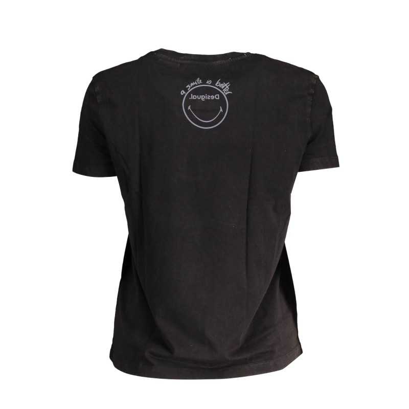 DESIGUAL T-SHIRT MANICHE CORTE DONNA NERO