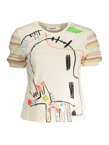 DESIGUAL T-SHIRT MANICHE CORTE DONNA BIANCO