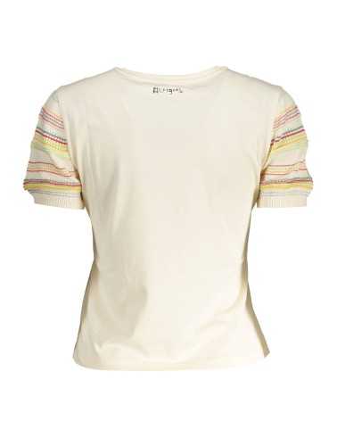 DESIGUAL T-SHIRT MANICHE CORTE DONNA BIANCO