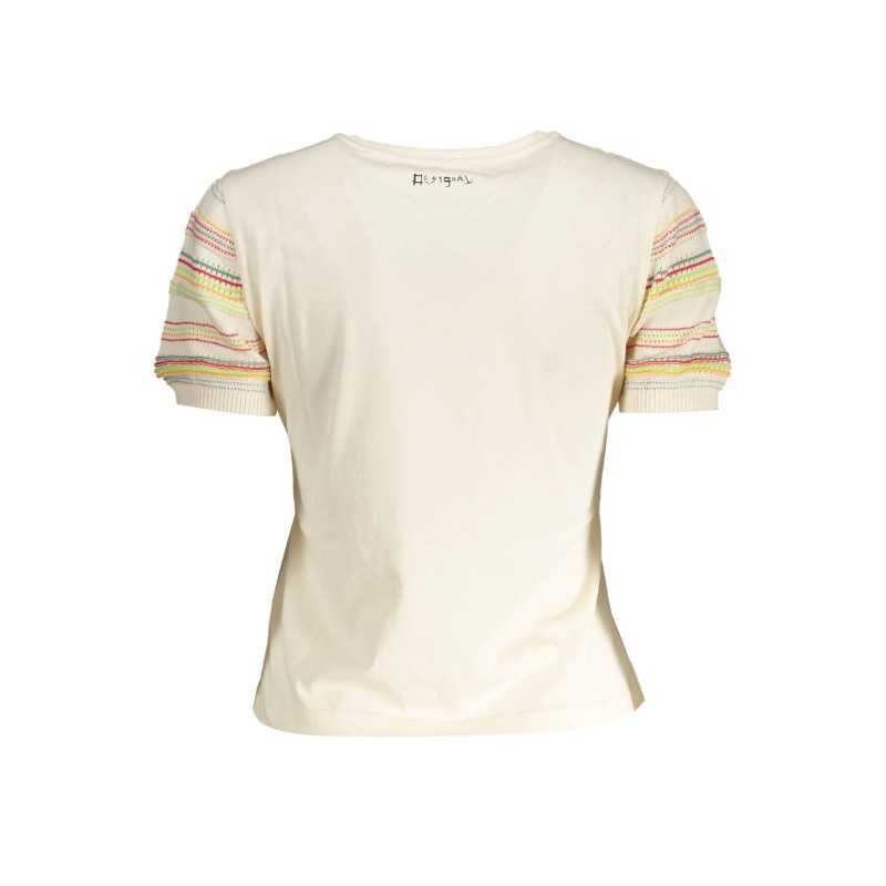 DESIGUAL T-SHIRT MANICHE CORTE DONNA BIANCO