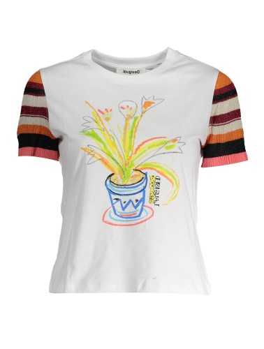 DESIGUAL T-SHIRT MANICHE CORTE DONNA BIANCO