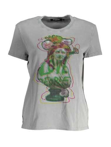 DESIGUAL T-SHIRT MANICHE CORTE DONNA GRIGIO