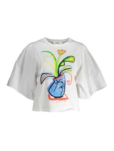 DESIGUAL T-SHIRT MANICHE CORTE DONNA BIANCO