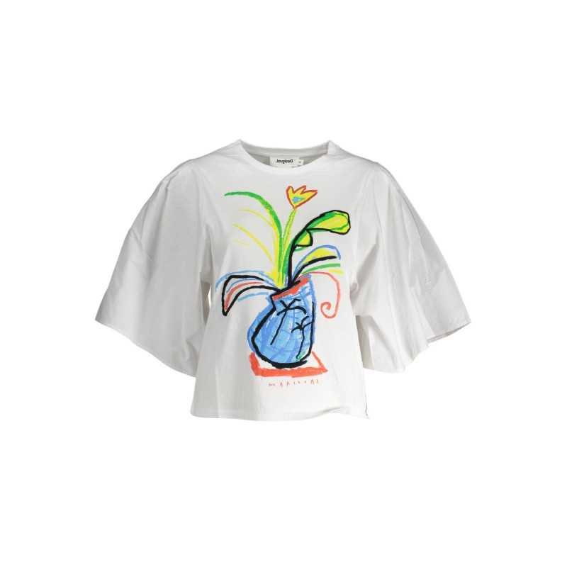 DESIGUAL T-SHIRT MANICHE CORTE DONNA BIANCO