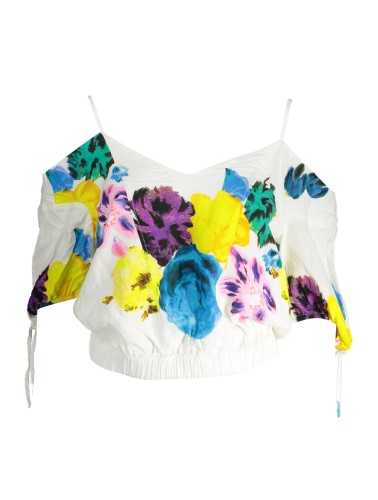 DESIGUAL T-SHIRT MANICHE CORTE DONNA BIANCO