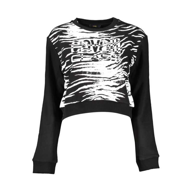 CAVALLI CLASS BLACK SWEATSHIRT WITHOUT ZIP