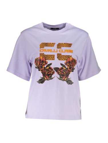 CAVALLI CLASS PURPLE WOMAN SHORT SLEEVE T-SHIRT