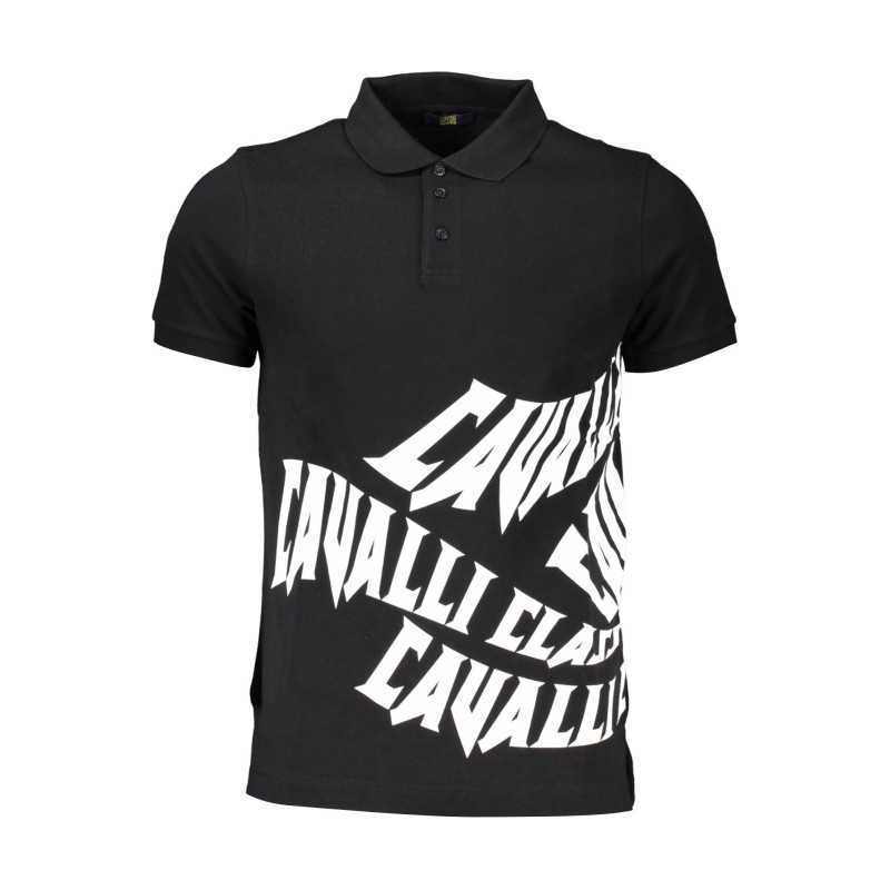 CAVALLI CLASS POLO SHORT SLEEVE MAN BLACK