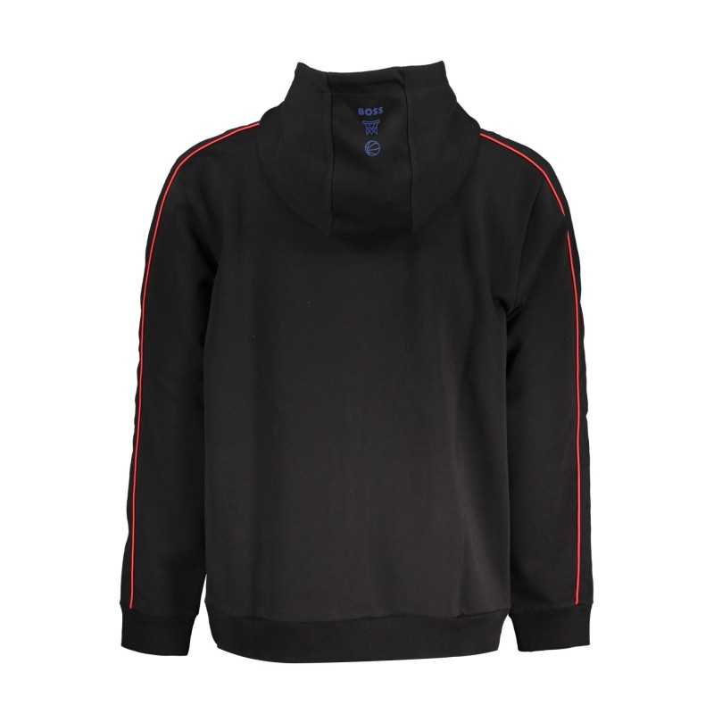 HUGO BOSS MEN'S BLACK ZIPPED SWEATSHIRT