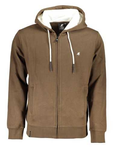 US GRAND POLO MEN'S BROWN ZIP SWEATSHIRT