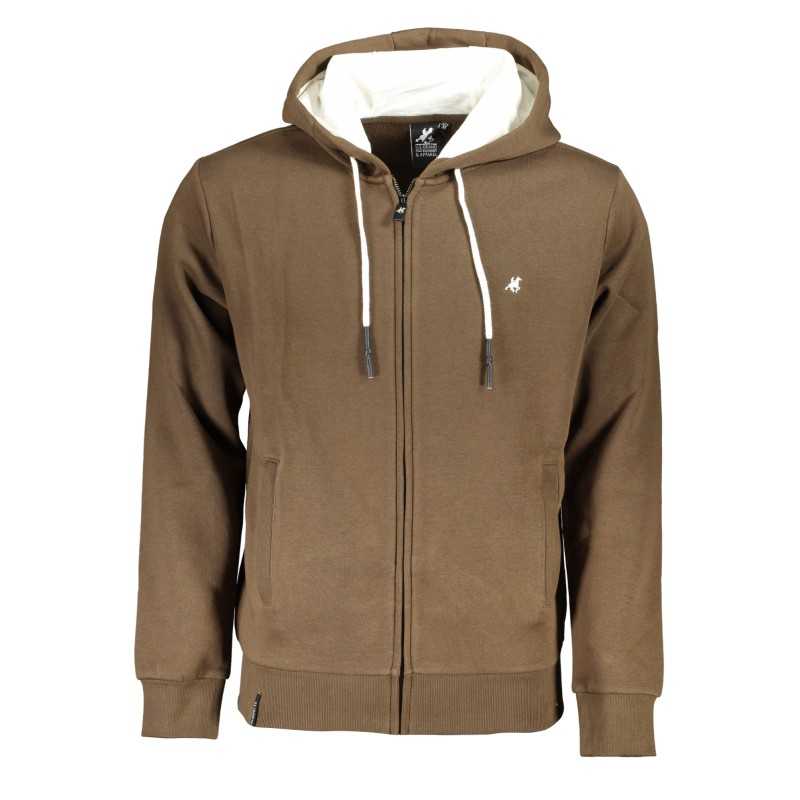 US GRAND POLO MEN'S BROWN ZIP SWEATSHIRT