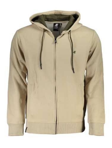 US GRAND POLO MEN'S BEIGE ZIP SWEATSHIRT