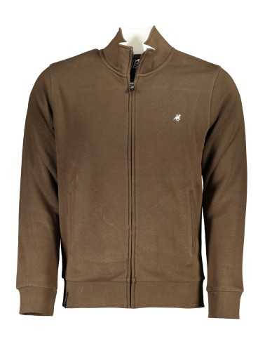 US GRAND POLO MEN'S BROWN ZIP SWEATSHIRT