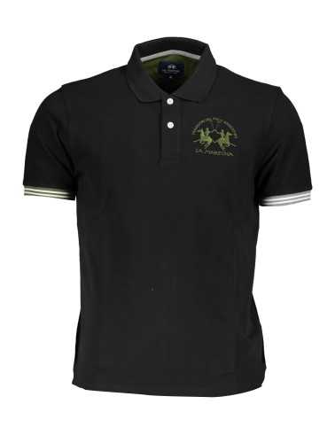 LA MARTINA MEN'S BLACK SHORT SLEEVED POLO SHIRT