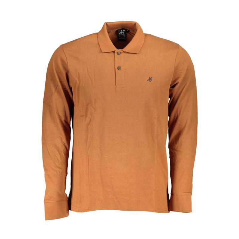 US GRAND POLO MEN'S LONG SLEEVED POLO SHIRT BROWN