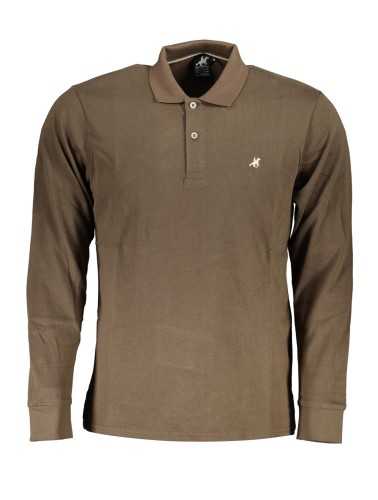 US GRAND POLO MEN'S LONG SLEEVED POLO SHIRT BROWN