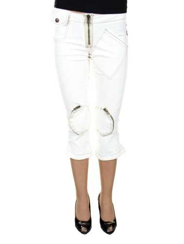 KING'S JEANS PANTALONE PESCATORA DONNA BIANCO