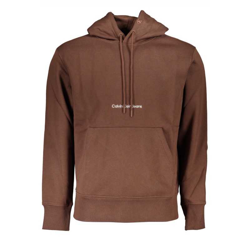 CALVIN KLEIN MEN'S BROWN ZIPLESS SWEATSHIRT