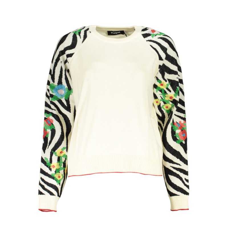 DESIGUAL WHITE WOMEN'S SWEATER