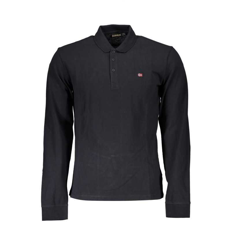 NAPAPIJRI MEN'S BLACK LONG SLEEVED POLO SHIRT