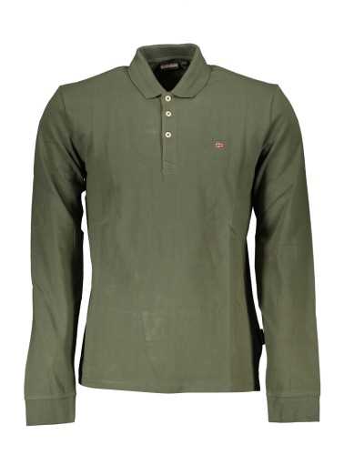 NAPAPIJRI GREEN MEN'S LONG SLEEVED POLO SHIRT