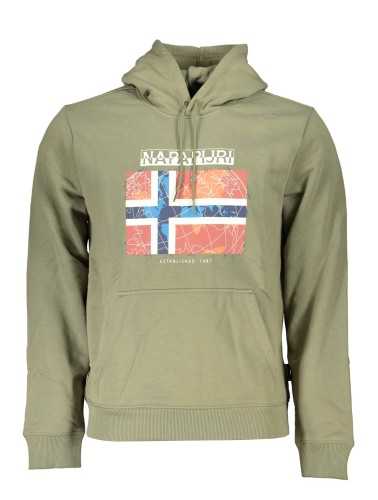 NAPAPIJRI GREEN MEN'S ZIPLESS SWEATSHIRT