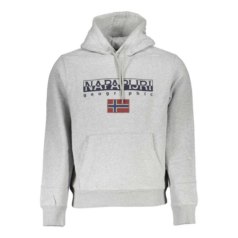 NAPAPIJRI MEN'S GRAY ZIPLESS SWEATSHIRT