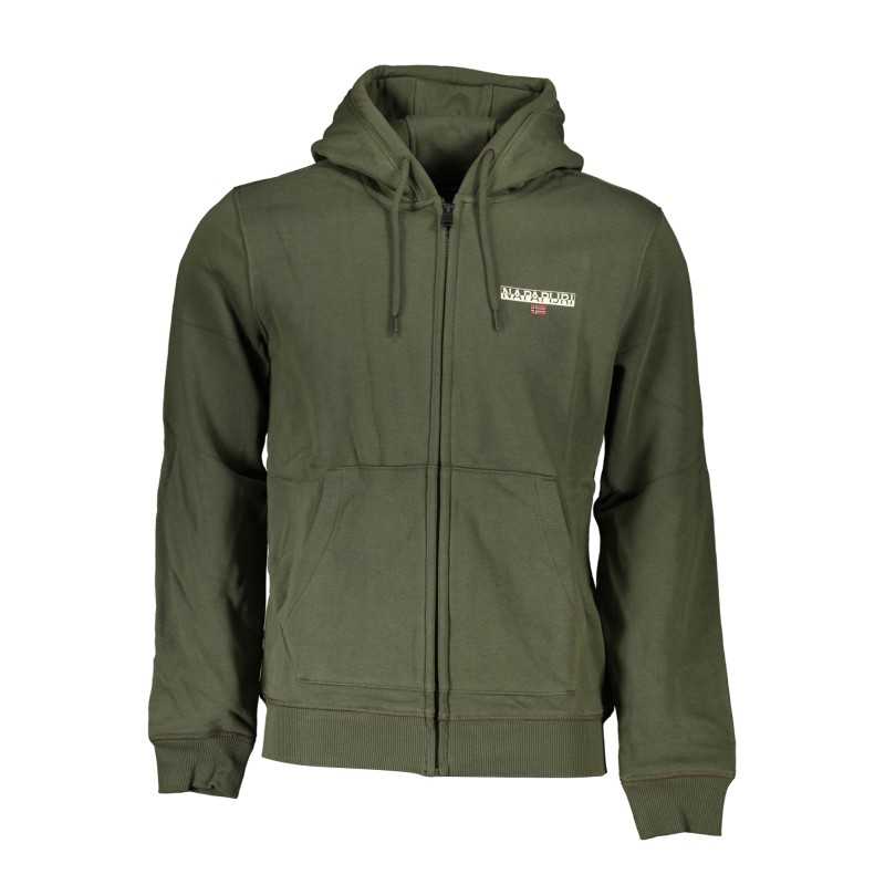 NAPAPIJRI MEN'S GREEN ZIP SWEATSHIRT