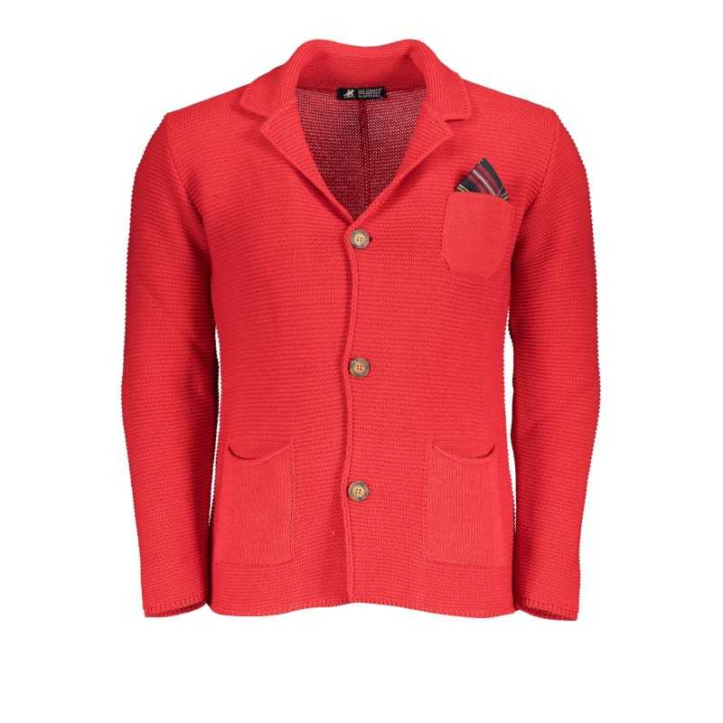 US GRAND POLO MEN'S RED CARDIGAN