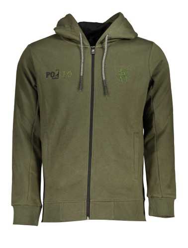 US GRAND POLO MEN'S GREEN ZIP SWEATSHIRT