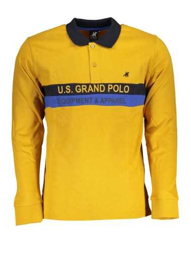 US GRAND POLO MEN'S YELLOW LONG SLEEVED POLO SHIRT