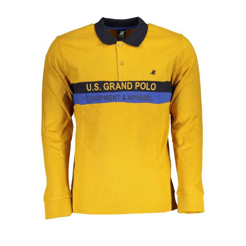 US GRAND POLO MEN'S YELLOW LONG SLEEVED POLO SHIRT