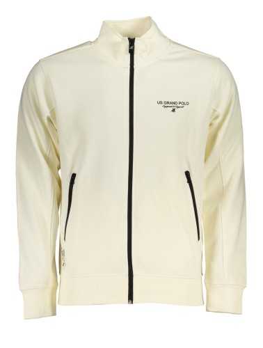 US GRAND POLO MEN'S WHITE ZIP SWEATSHIRT