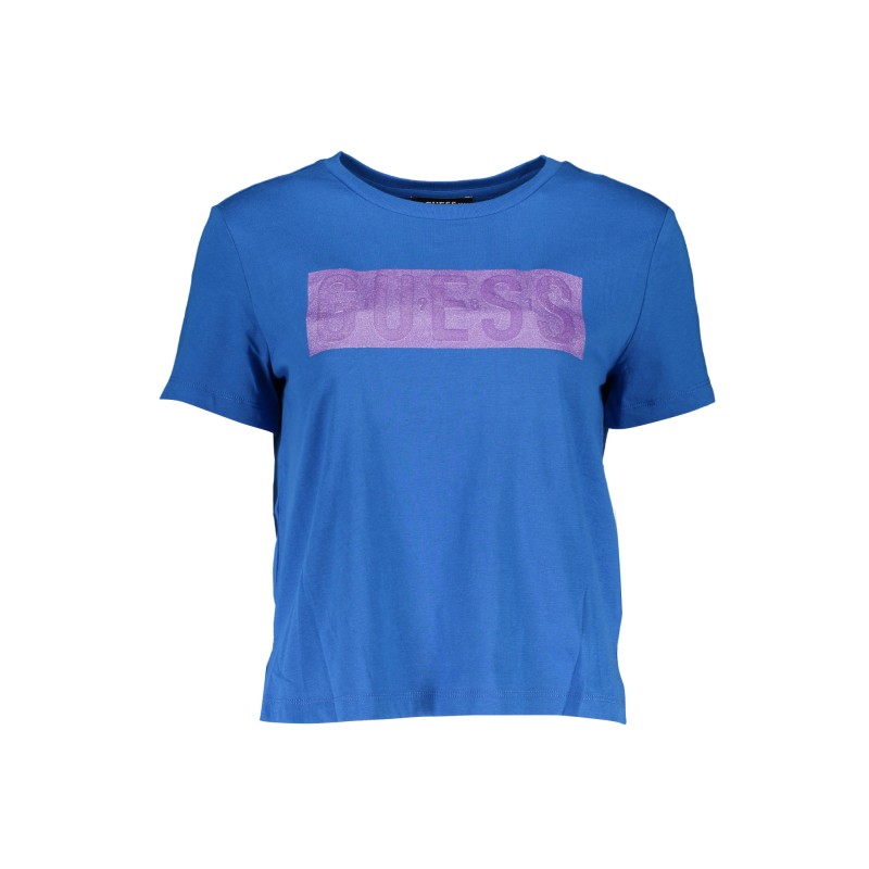 GUESS JEANS T-SHIRT MANICHE CORTE DONNA BLU