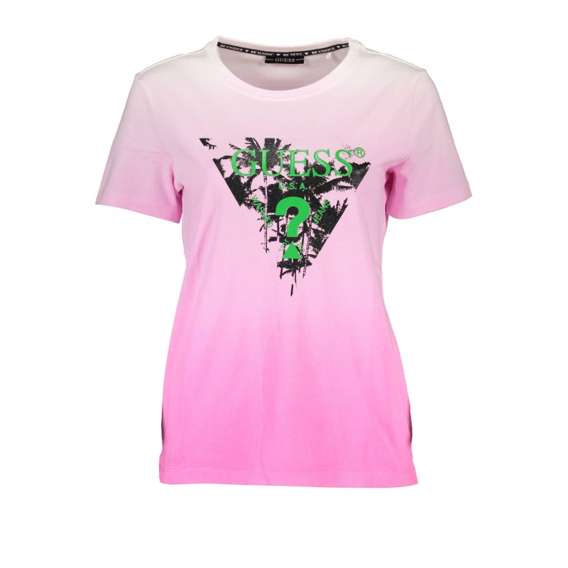 GUESS JEANS T-SHIRT MANICHE CORTE DONNA ROSA