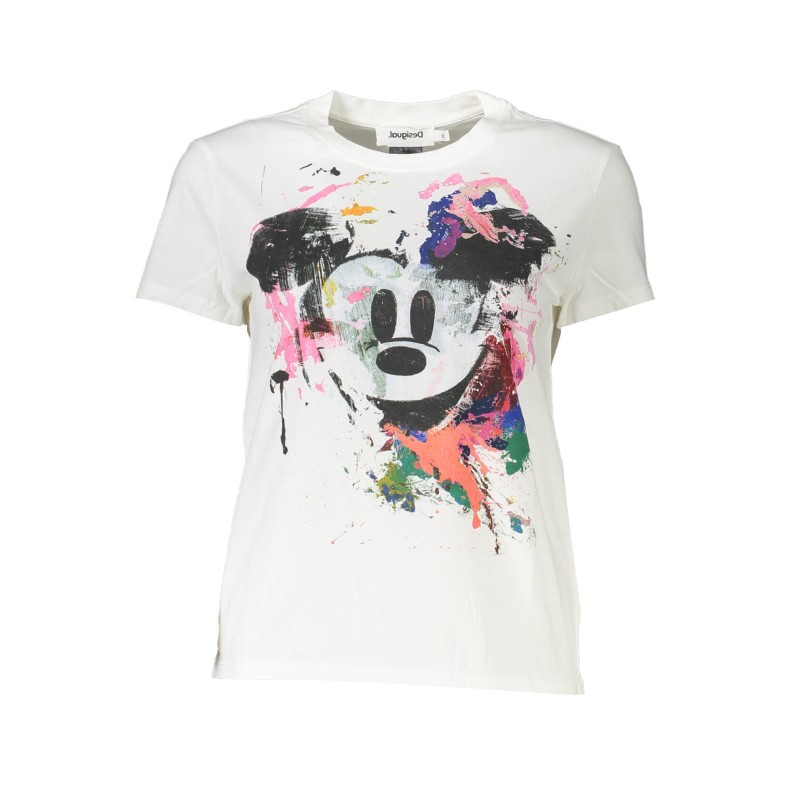 DESIGUAL T-SHIRT MANICHE CORTE DONNA BIANCO